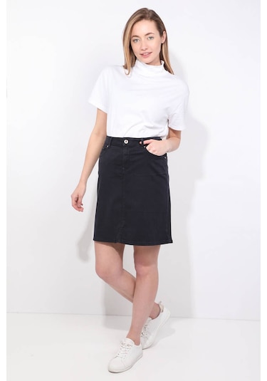 Blue White Kadın Lacivert Jean Etek Lacivert