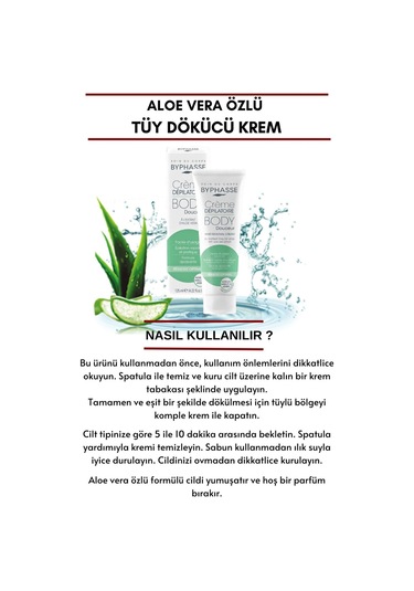 Byphasse Aloe Vera Özlü Tüy Dökücü Krem 125 ML