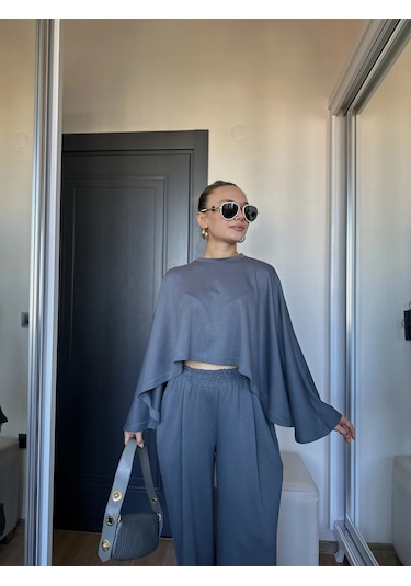 Keymoda Kadın Panço Takım Antrasit Antrasit