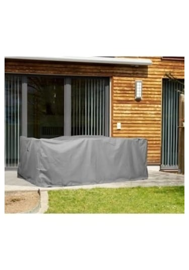 Premium Kalın Bahçe Mobilya Brandası 260x160x80 Cm Masa Sandalye Gri