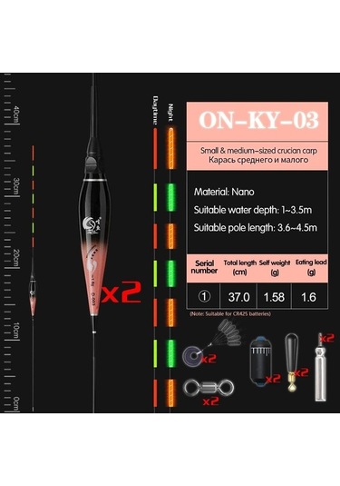 Novahub Onlyou 2 Adet Nano Akıllı Balıkçılık Şamandıra Bite Alarm Balık Yemi Su Gölgesiz Led Işık Otomatik Renk Değişim Şamandıra
