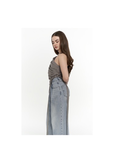 Calista Bağlamalı Gri Crop Gri