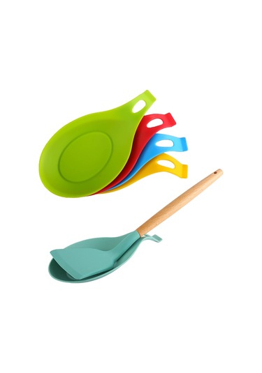 Teltree Mutfak Isı Yalıtımı Konseptli Silikon Kaşık Tutucu - Temizliği Kolay Mavi Mutfak Aleti