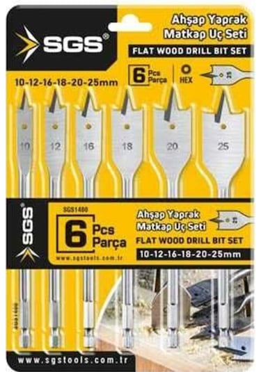 Sgs V6 Parça Ahşap Yaprak Matkap Ucu Seti