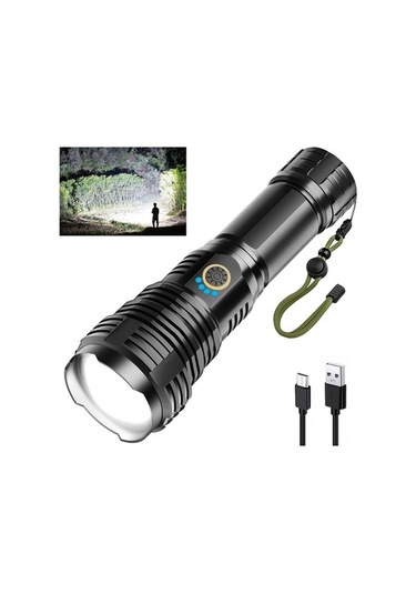 Artfulabode Yürüyüş, Xhp50.2 Taktik Su Siyah Şarj Mod, Lümen, Yüksek Performanslı Geçirmez Led Kamp Feneri, Ipx7, 90000 Siyah