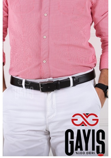 Özel Oval Kutulu Hakiki Manda Derisi Klasik Siyah Erkek Kemer Siyah