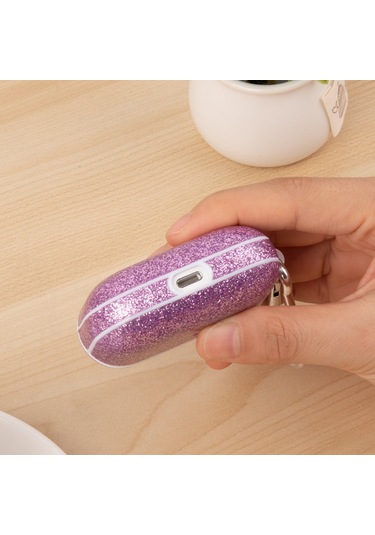Airpods Uyumlu Pro Glitter Toz Cilt Dokusu İçin Pc Tws Kulaklık Kılıfı Gümüş
