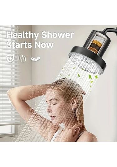 Fastbuy Challenger Simli 1 Adet Basınçlı Yuvarlak Filtreli Duş Başlığı, Su Tasarruflu Yağmur Banyo Aksesuarı Duvara Montaj