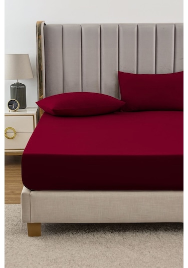 Ranforce Bordo Pamuklu Tek / Çift Kişilik Battal Tam Kenar Lastikli Çarşaf 14 Renk Fıtted Bordo