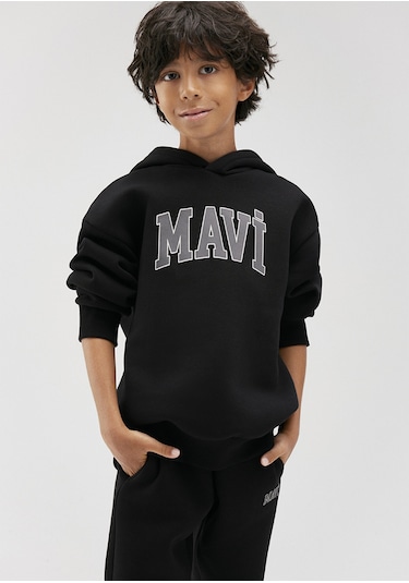 Mavi - Mavi Logo Baskılı Kapüşonlu Siyah Sweatshirt 6610110-900 Siyah