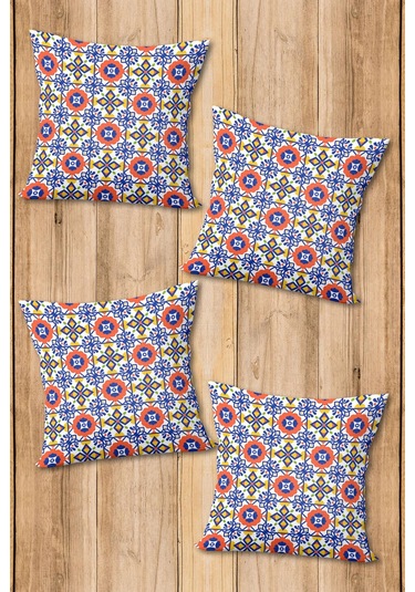 Dijital Baskılı Yumuşak Dokulu 4 Lü Kırlent Kılıfı Takımı 43x43 Cm Krl0066 Renkli