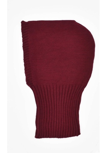 Külah Balaclava Kadın Triko Kar Maskesi Bere Boyunluk Bordo Bordo Standart