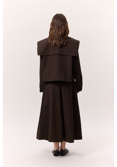 Cep Detaylı Geniş Etek Kahverengi Kahverengi