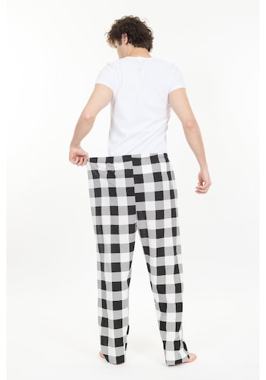 Büyük Beden Erkek Pijama Altı Cepli Fermuarlı Blr-08- 1026 Beyaz