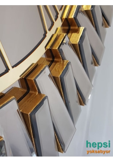 Güneş Gold Bronze Altın Bronz 85 Cm Dekoratif Aynalı Duvar Saati