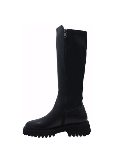 Poletto Hakiki Deri /tekstil Sıyah Çizme Düz 5780 77 S-848 Siyah
