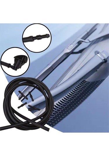 Yaozixa Cam Yıkama Hortumu Ve Nozzle Seti, 2m Gümüşlü Boru, Y-bölücü Ve T-kolu, Yeni Kaliteli Plastik, Kolay Kurulum