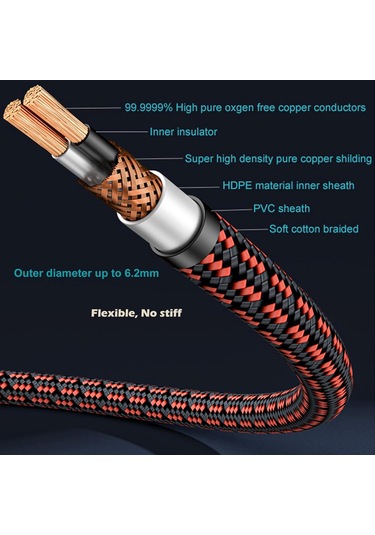 Ximistore9 Yüksek Kaliteli Stereo Rca Ses Kablosu 4n Oksijensiz Bakır, 3u Altın Kaplama, 0.75m, 2 Adet