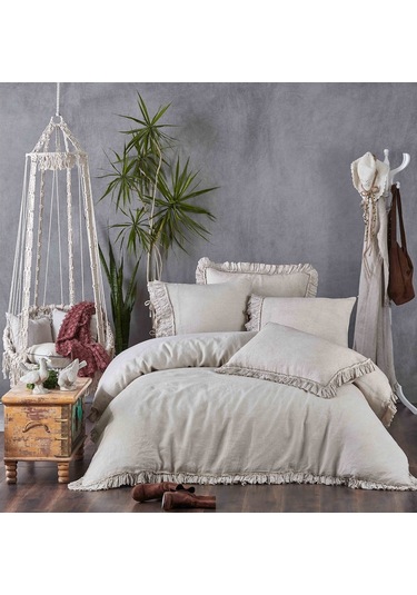Ecocotton Miranda Çift Kişilik Nevresim Takımı %100 Keten Bej 200
