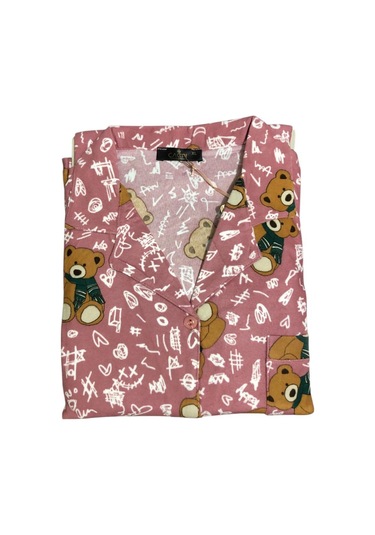 Çağrı Kadın Kışlık Süet Uzun Kollu Önü Düğmeli Yumuşak Dokulu Pijama Takımı Gül Kurusu