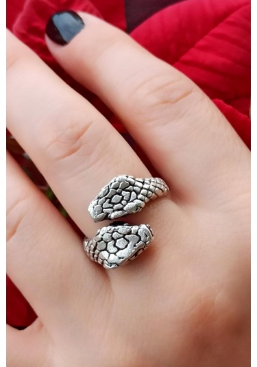 Antik Gümüş Kaplama 2 Taraflı Büyük Yılan Şekilli Ayarlanabilir Y - 512465357