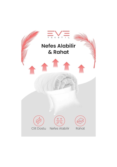 Eve Tekstil Cift Kisilik Yorgan Seti 195cmx215cm Beyaz