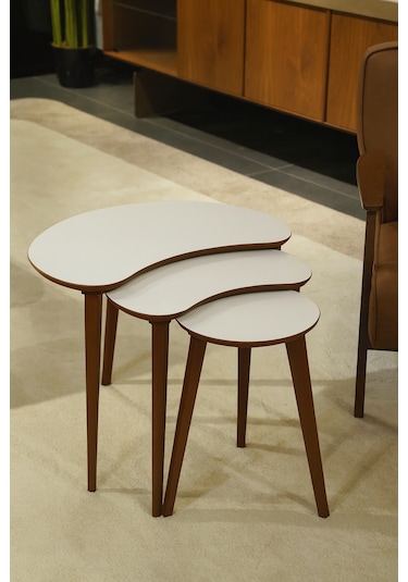 Berlin 3'lü Zigon Sehpa &100 Mdf Beyaz