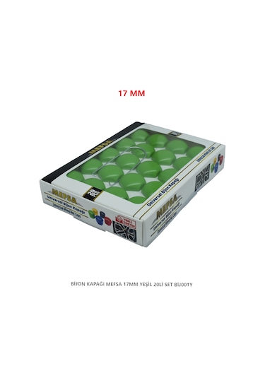 Bijon Kapağı Düz 17 Mm Yeşil 20 Li Set