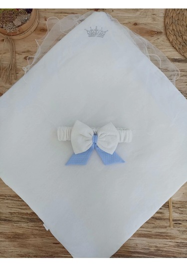 Yenidoğan Bal Peteği My Prince Taç Nakışlı Delüks Kundak Bebek Battaniyesi Mavi
