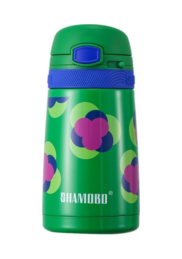 Shamobo 350 Ml Paslanmaz Çelik Pipetli Termos - Çocuk Termosu 6 Saate Kadar Isı Yalıtımı Yeşil