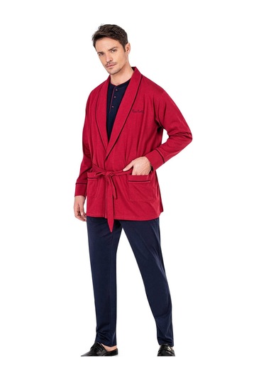 Pierre Cardin 5605 Erkek Çeyizlik 3'lü Rob Pijama Takım-bordo Bordo