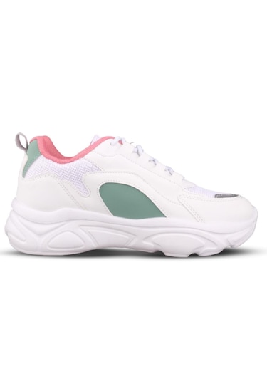 Mp 242-2076 Beyaz Yeşil Kadın Bağcıklı Spor Ayakkabı Beyaz - Yeşil