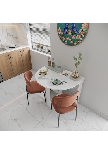 Pratik Katlanır Mutfak Yemek Çalışma Masası - 6 Kişilik-%100 Mdf