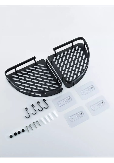 Pabk Banyo Köşe Askılı Duvar Rafı 218647035 Siyah