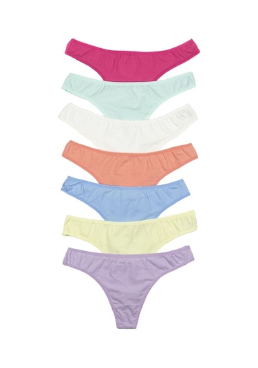 Nicoletta Turuncu Kadın Külot Tanga 7 Li Paket Likralı Turuncu