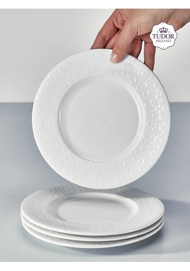 Tudor England Joyce Dessert Porsukları, Porselen Düz 20 Cm, 4 Adet 434252982 Beyaz