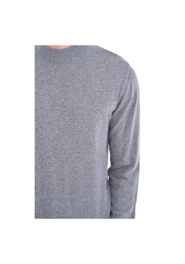 Çizgi Triko Erkek Yarım Balıkçı Angora Tavşan Yünlü Regular Kalıp Kazak 4462 Gri