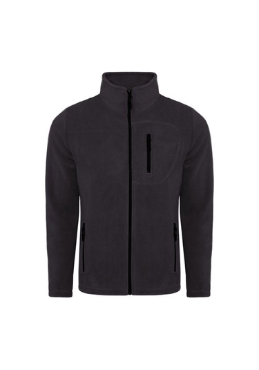 Genius Store Tam Fermuarlı 3 Cepli Outdoor Tactical Flecee Erkek Polar Ceket - Koyu Füme