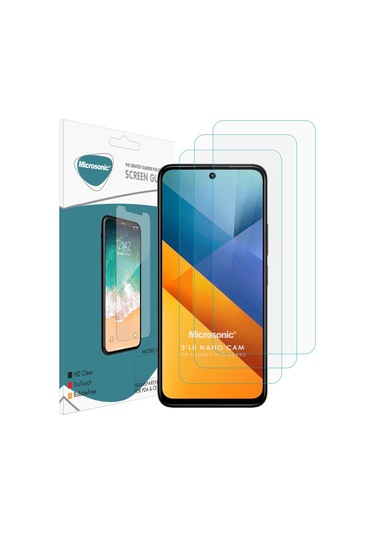 Microsonic Xiaomi Poco M6 Pro 5g Screen Protector Nano Glass Cam Ekran Koruyucu 3 Lü Paket