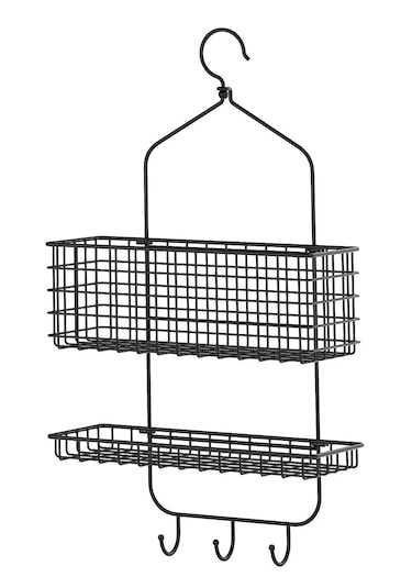 Askılı Duş Sepeti 14x31x56 Cm Metal Katlı Duş Rafı Ikea Siyah Raf Siyah