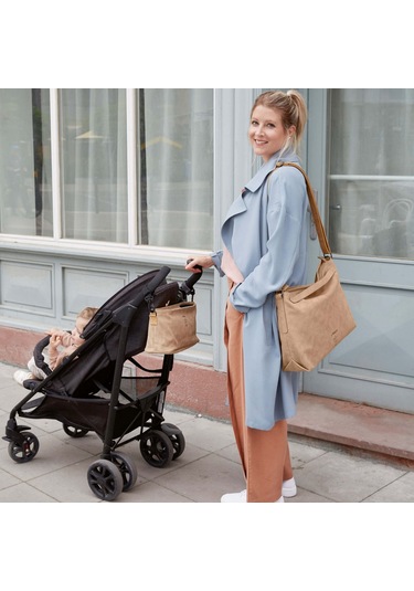 Lassig Shoulder Bebek Bakım Seyahat Çantası Camel Krem