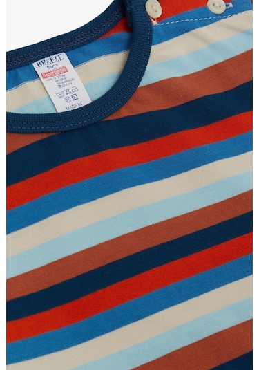Breeze Erkek Bebek Uzun Kollu Tişört Patlı Çizgili Renkli 9 Ay-3 Yaş, Karışık Renk Karışık Renkli