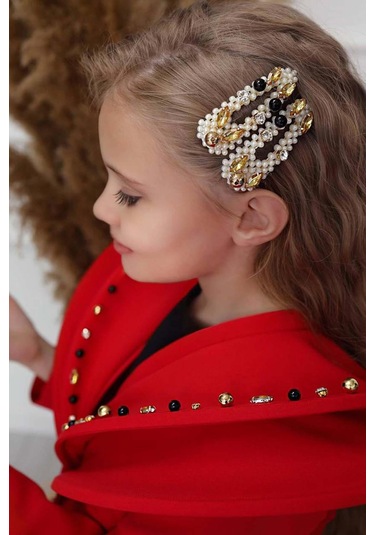 Riccotarz Kız Çocuk V Yaka Ve Taş Detaylı Ceket Kırmızı Etekli Takım Kırmızı