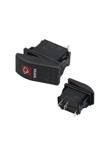 Powermaster Silecek Sembollü Işıklı 3 Pinli On-off 12-24v Marin Switch