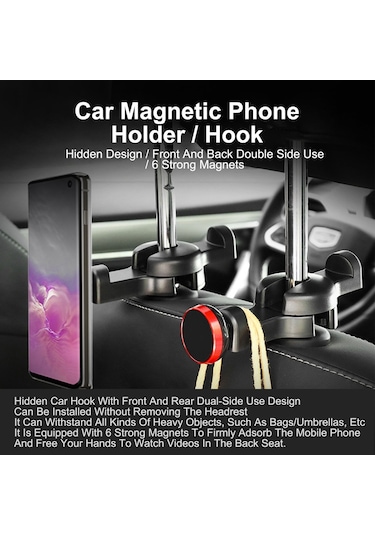 Cbtx Global Dm-034 Araç Kafalık Telefon Tutucu Montaj Güçlü Manyetik Tablet Tutucu Stand Braketi - Kırmızı