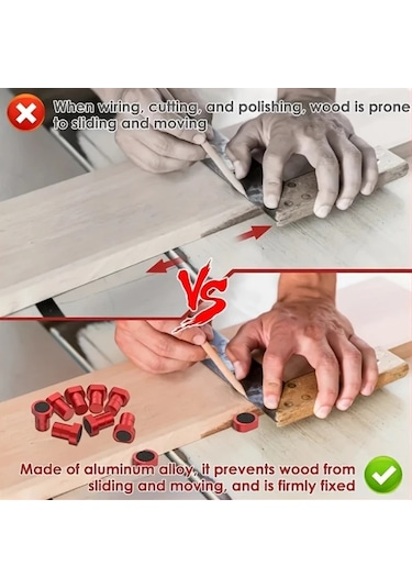 Sunshine011 8'li Çok Amaçlı Ahşap İşleme Mengene Blokları - Kırmızı, 19mm Alüminyum Alaşım