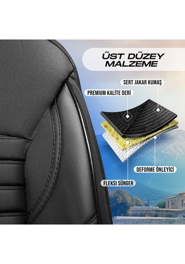 Panda Atina Serisi Jakar Kumaş Oto Koltuk Kılıfı   - Tam Set