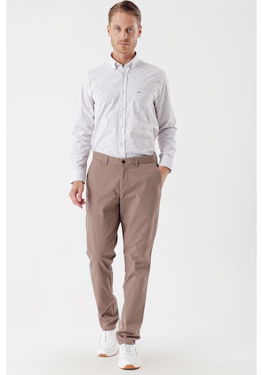 Koyu Bej Pamuklu Likralı Yan Cepli Comfort Fit Rahat Kesim Casual Pantolon 1003235154-koyu Bej Koyu Bej