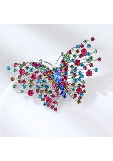 Avusturya Kristal Muhteşem Volant Kelebek Broş Gelin, Balo Çok Renkli