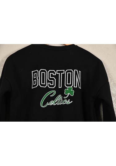 Çocuk Celtic Oversize Baskılı Pamuklu Uzun Kollu Bisiklet Yaka Sw Siyah